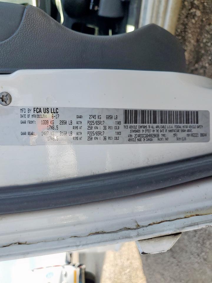 2017 Dodge Grand Caravan Sxt VIN: 2C4RDGCG6HR829038 Lot: 87303135