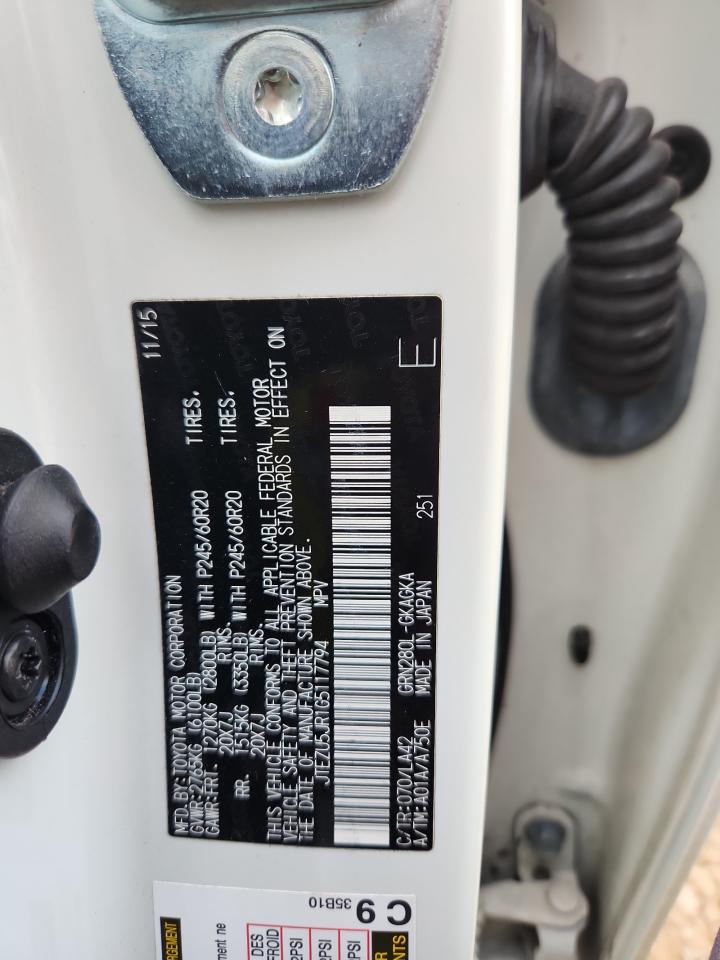 2016 Toyota 4Runner Sr5 VIN: JTEZU5JR1G5117794 Lot: 81329985