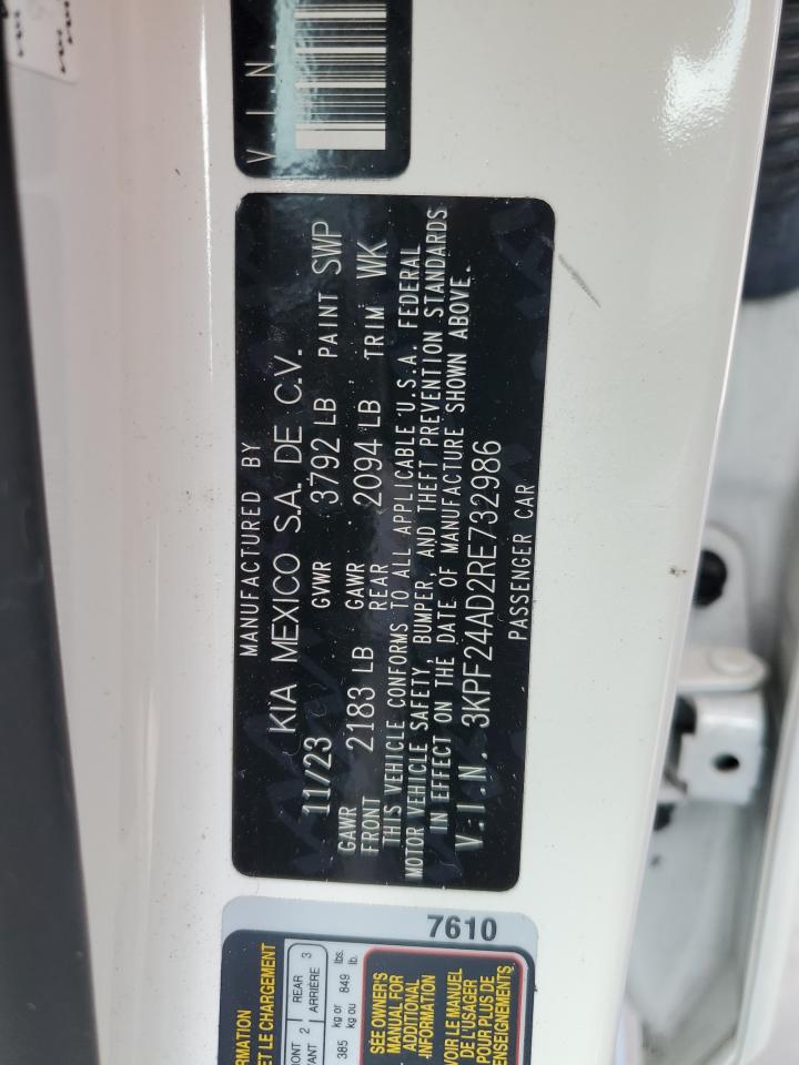 2024 Kia Forte Lx VIN: 3KPF24AD2RE732986 Lot: 80648375