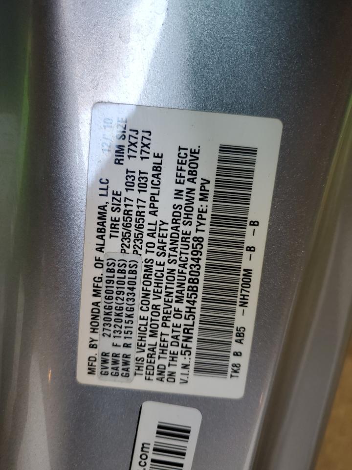 2011 Honda Odyssey Ex VIN: 5FNRL5H45BB034958 Lot: 80092415