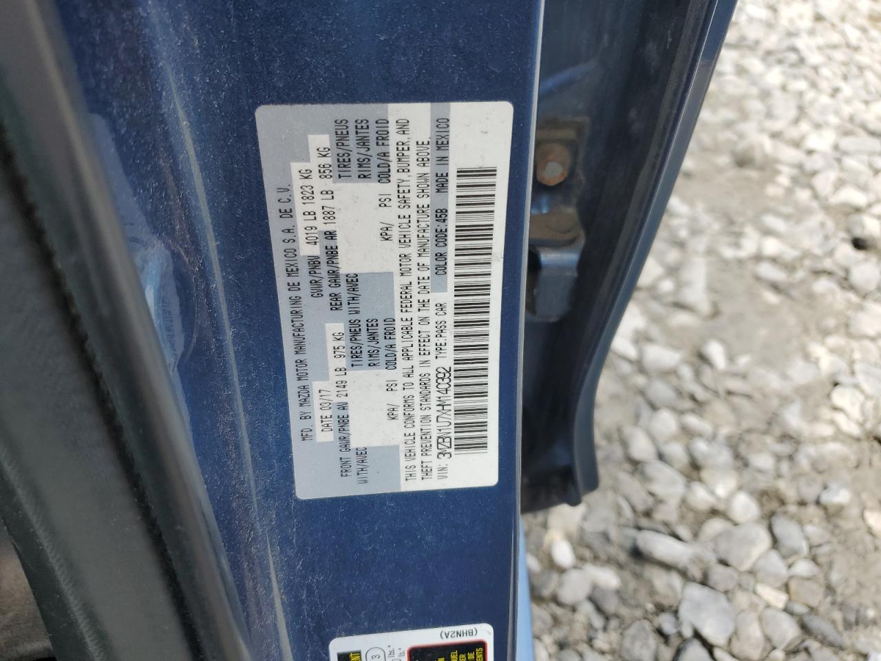 2017 Mazda 3 Sport VIN: 3MZBN1U7XHM140392 Lot: 71243995