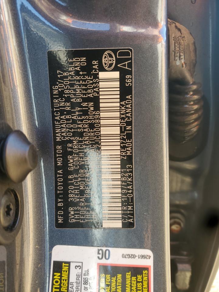 2018 Toyota Corolla L VIN: 2T1BURHE2JC000896 Lot: 84420495