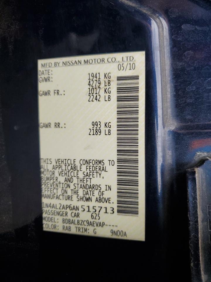 2010 Nissan Altima Base VIN: 1N4AL2AP6AN515713 Lot: 81525945