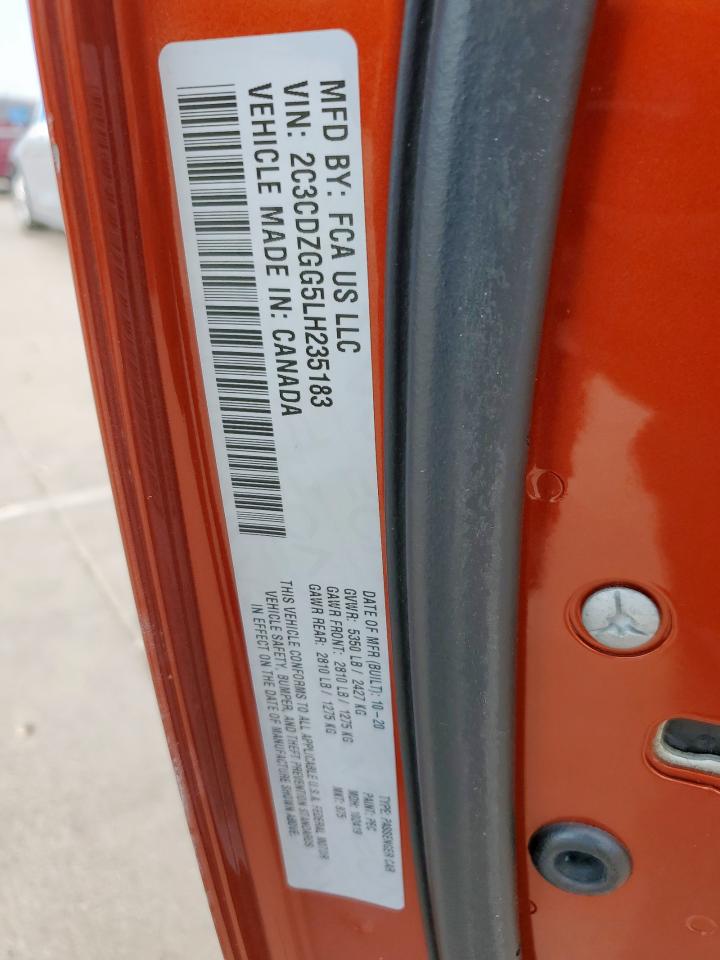 2020 Dodge Challenger Sxt VIN: 2C3CDZGG5LH235183 Lot: 80880285