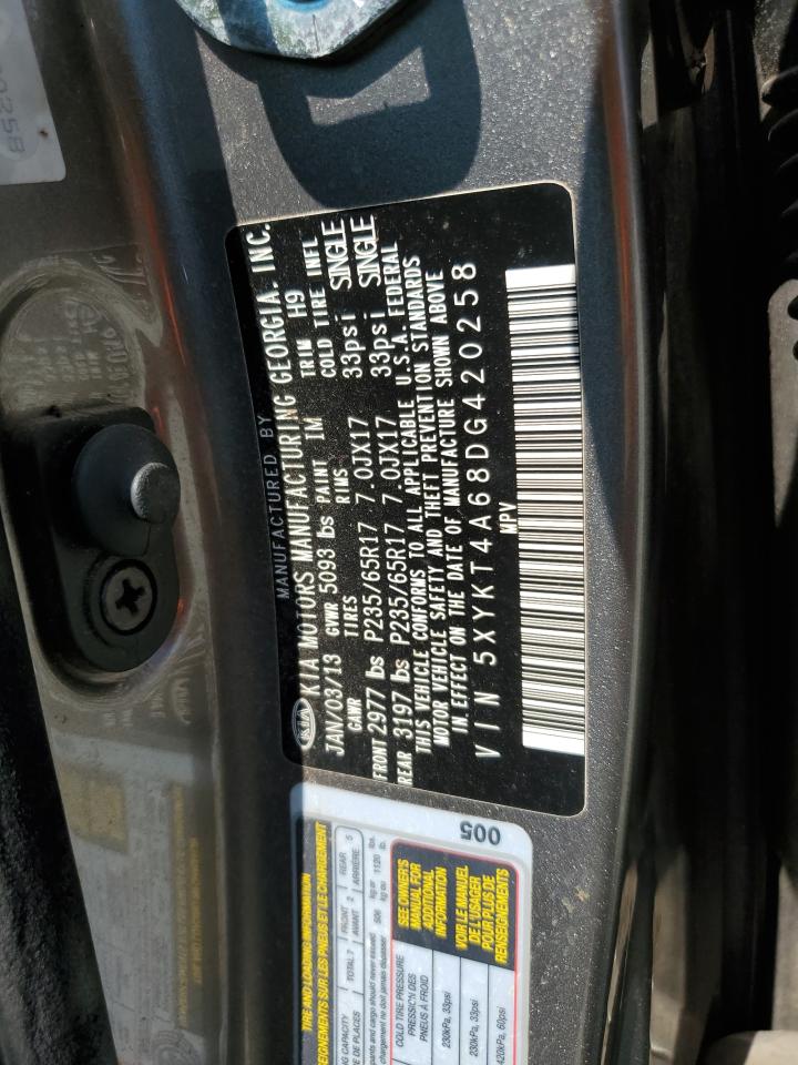 2013 Kia Sorento Lx VIN: 5XYKT4A68DG420258 Lot: 81400025