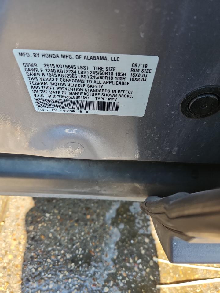 2020 Honda Pilot Ex VIN: 5FNYF5H38LB001691 Lot: 83764495