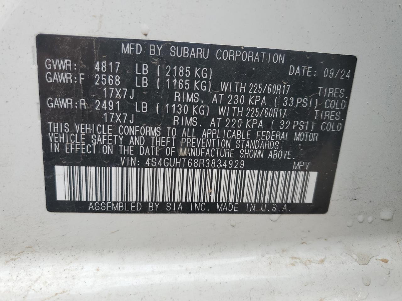 2024 Subaru Crosstrek Wilderness VIN: 4S4GUHT68R3834929 Lot: 71218705