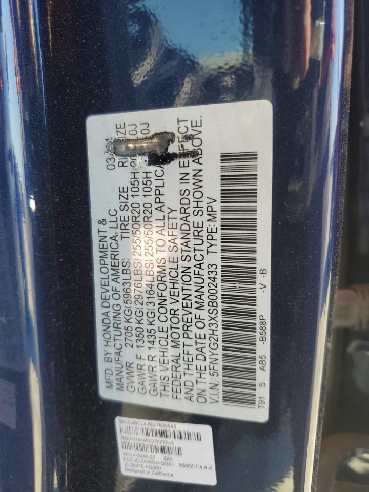 2025 Honda Pilot Sport VIN: 5FNYG2H3XSB002433 Lot: 80320585