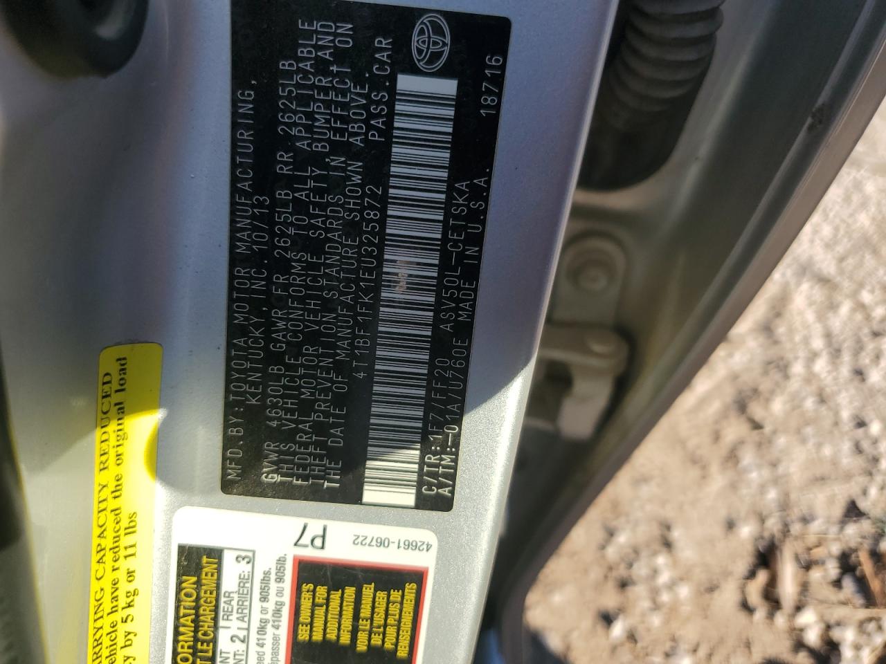 2014 Toyota Camry L VIN: 4T1BF1FK1EU325872 Lot: 84218705