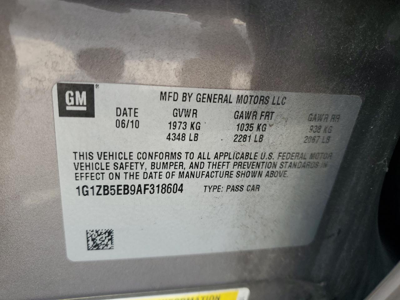 2010 Chevrolet Malibu Ls VIN: 1G1ZB5EB9AF318604 Lot: 80581395