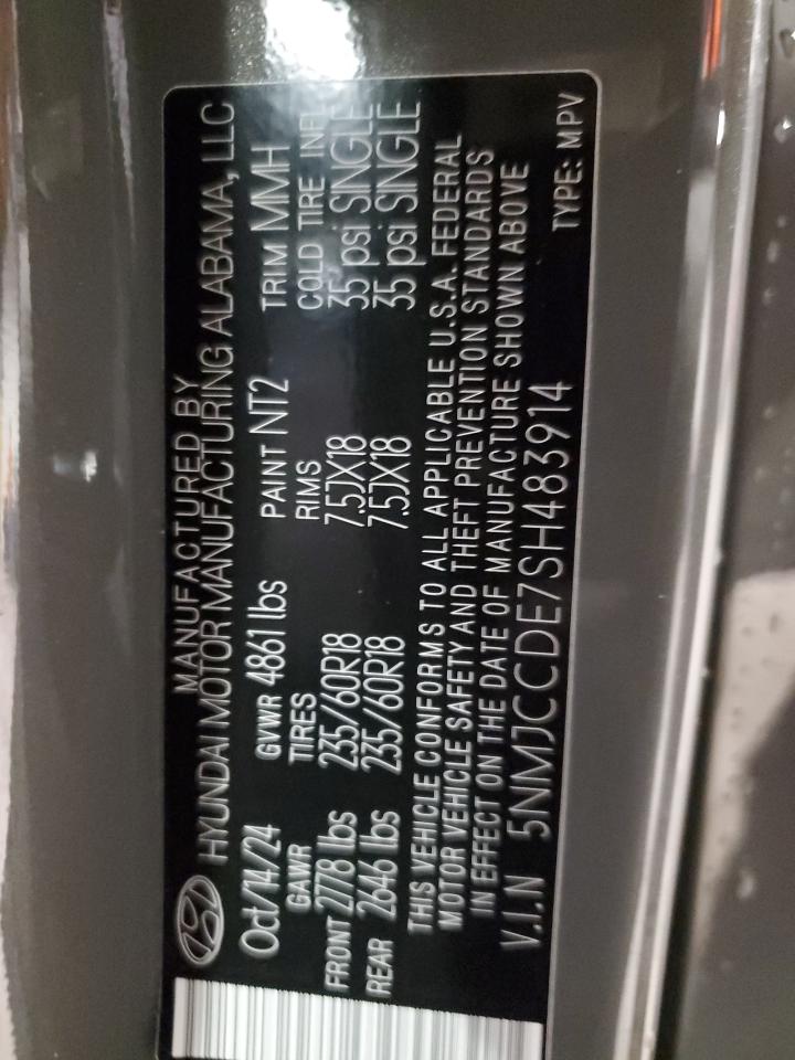 2025 Hyundai Tucson Sel VIN: 5NMJCCDE7SH483914 Lot: 84227295