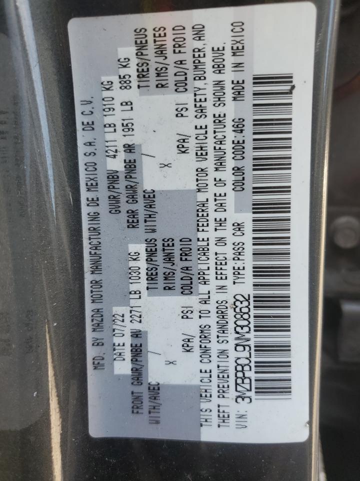 2022 Mazda 3 Preferred VIN: 3MZBPBCL9NM308632 Lot: 71068615