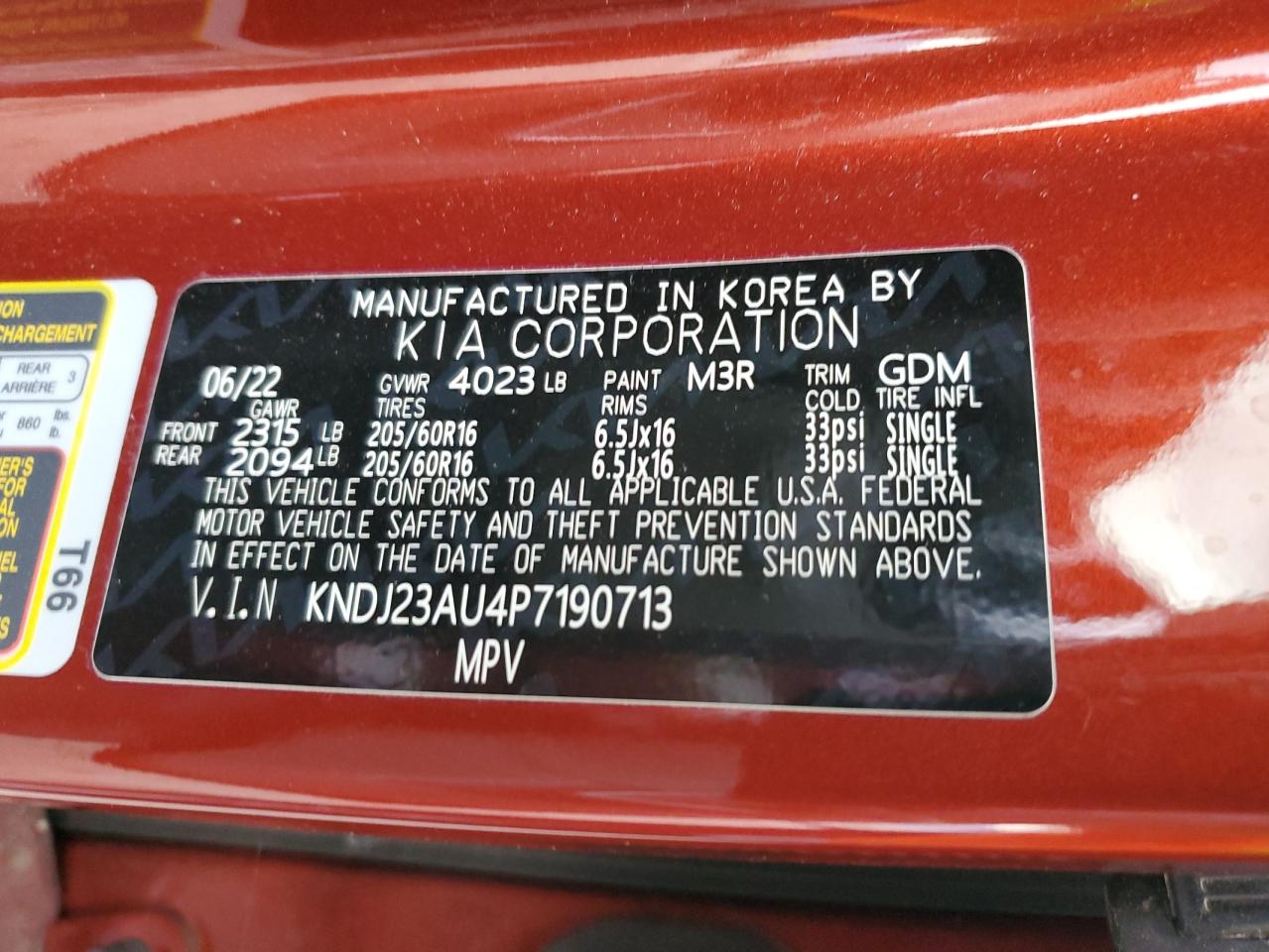 2023 Kia Soul Lx VIN: KNDJ23AU4P7190713 Lot: 70955545