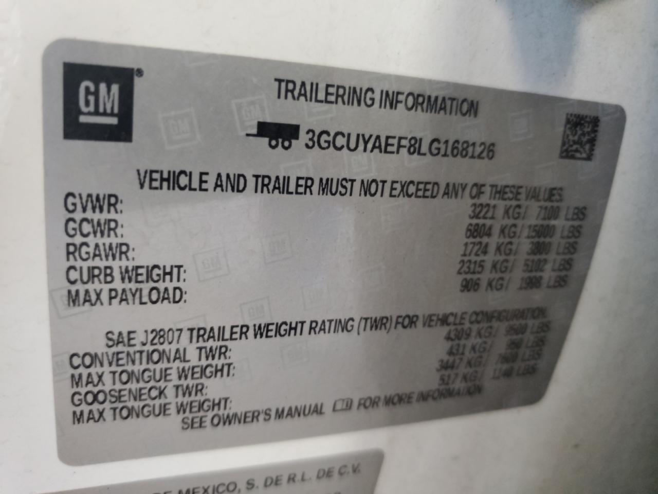 2020 Chevrolet Silverado K1500 VIN: 3GCUYAEF8LG168126 Lot: 84601275