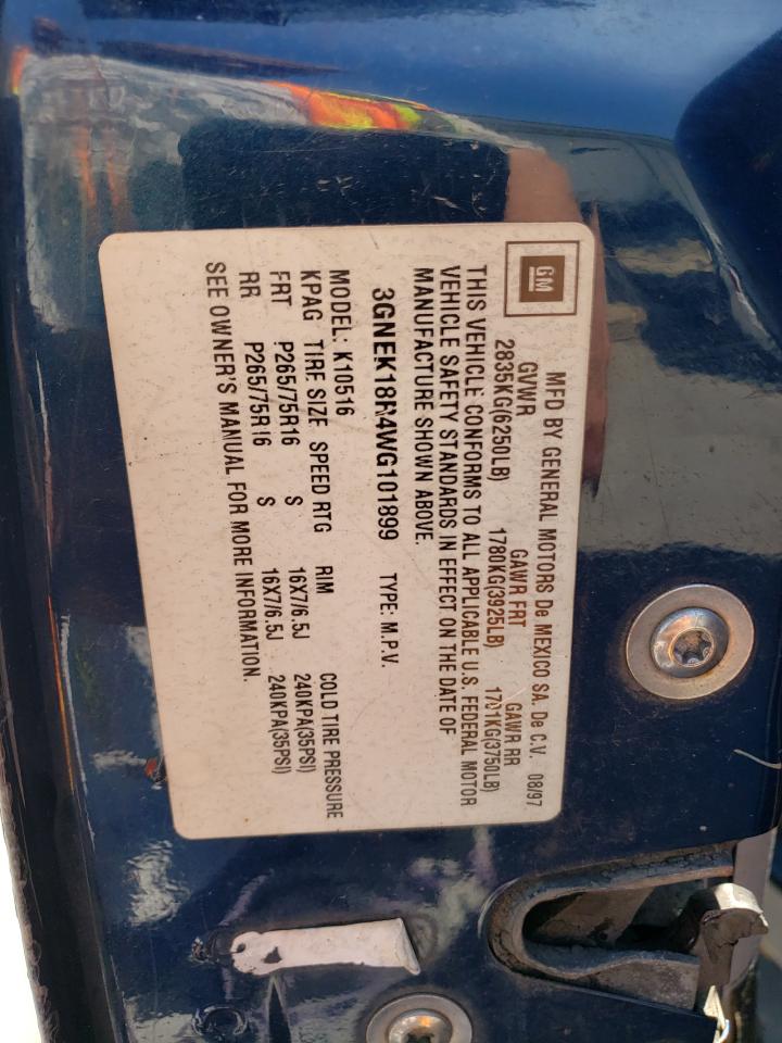 1998 Chevrolet Tahoe K1500 VIN: 3GNEK18R4WG101899 Lot: 71780145