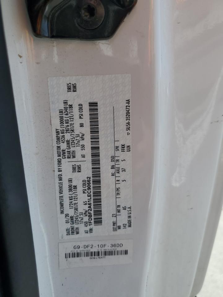 2020 Ford F250 Super Duty VIN: 1FDBF2A61LEC90662 Lot: 70059845