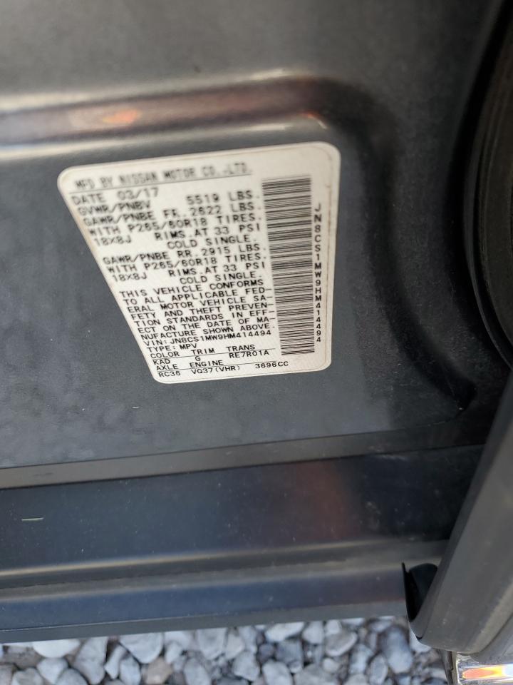 2017 Infiniti Qx70 VIN: JN8CS1MW9HM414494 Lot: 71740555