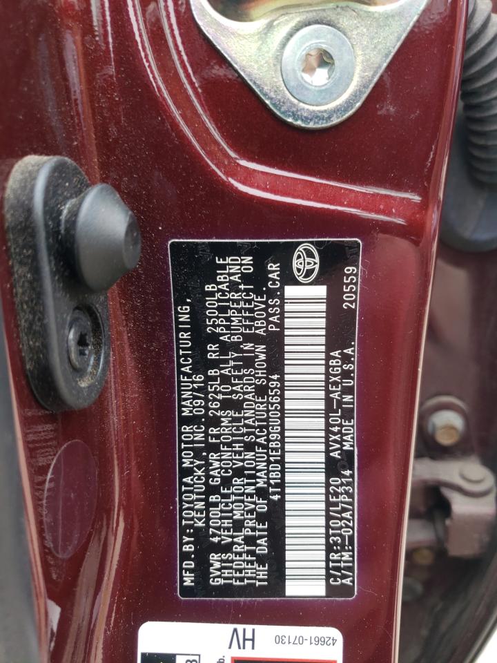 2016 Toyota Avalon Hybrid VIN: 4T1BD1EB9GU056594 Lot: 81319655