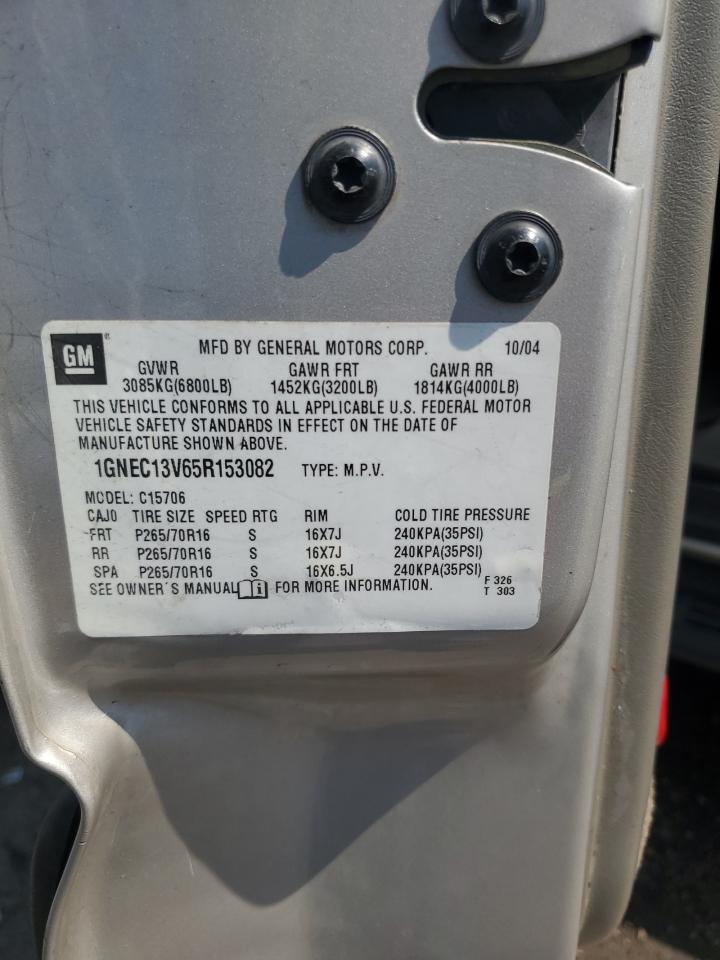 2005 Chevrolet Tahoe C1500 VIN: 1GNEC13V65R153082 Lot: 80091435