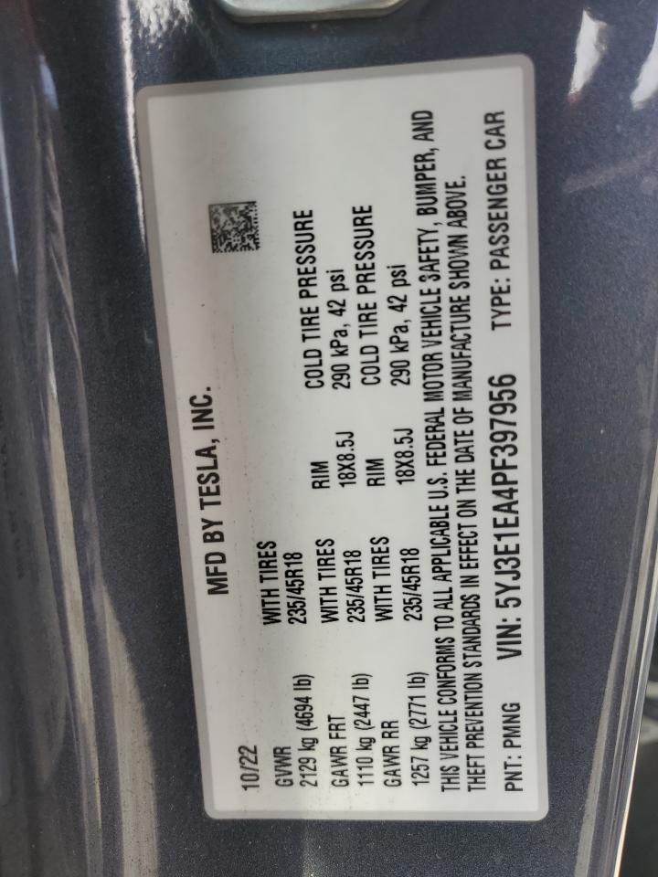 2023 Tesla Model 3 VIN: 5YJ3E1EA4PF397956 Lot: 81165505