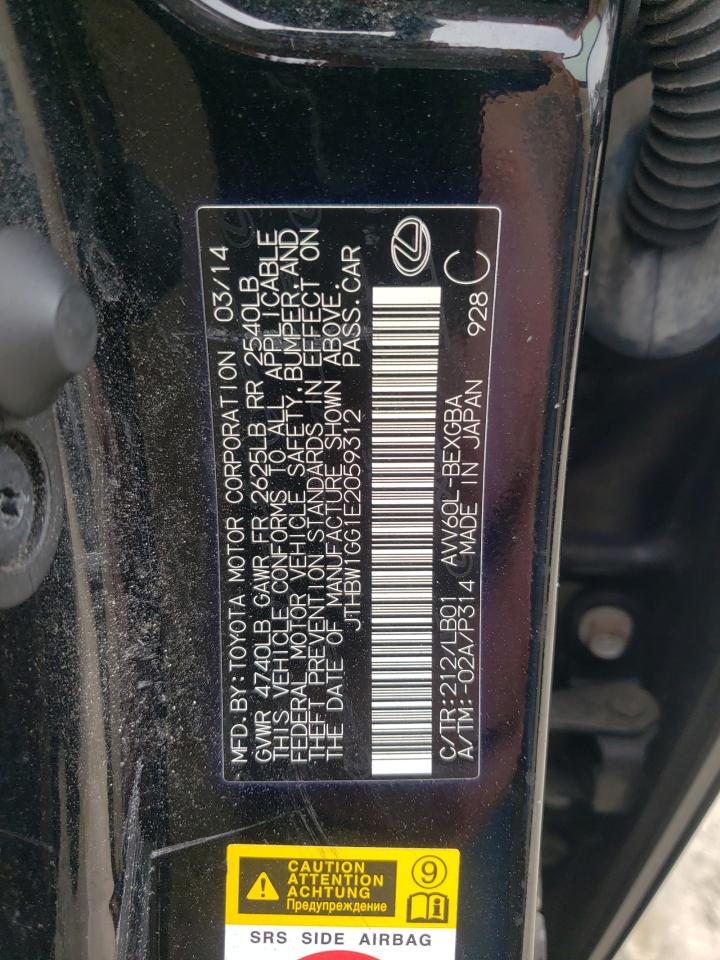 2014 Lexus Es 300H VIN: JTHBW1GG1E2059312 Lot: 81641135