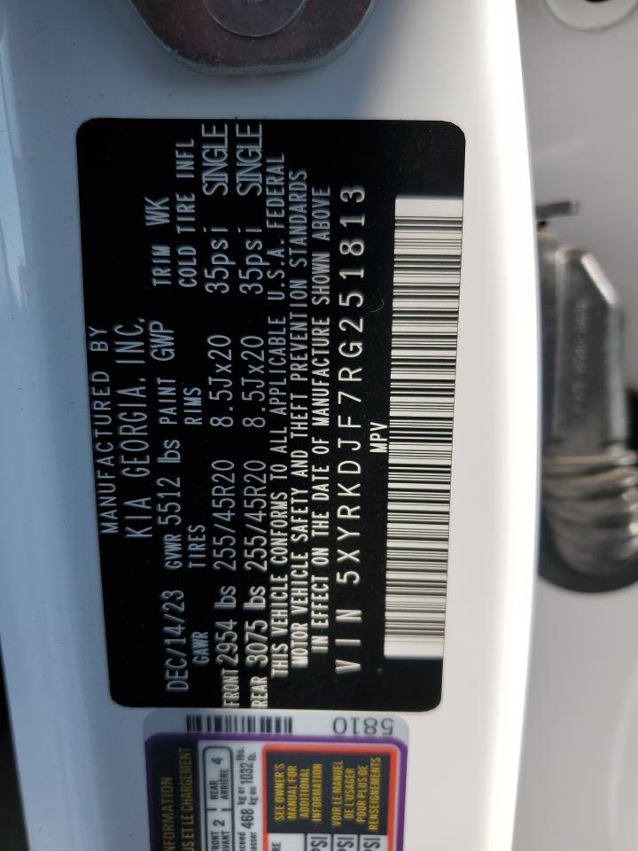 2024 Kia Sorento Sx VIN: 5XYRKDJF7RG251813 Lot: 80300895