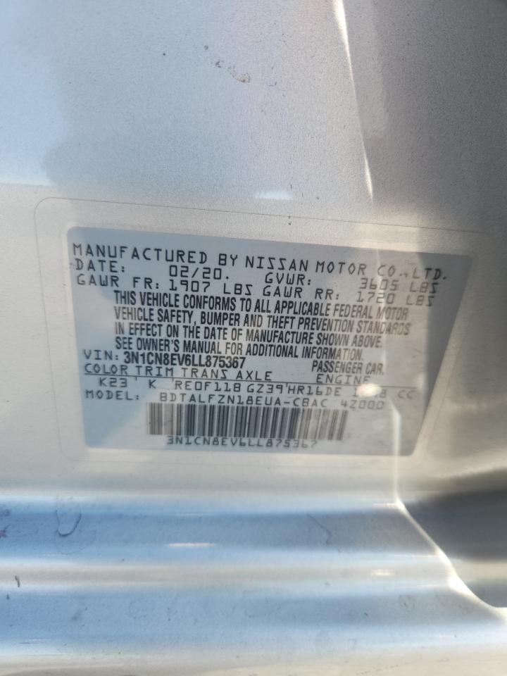 2020 Nissan Versa Sv VIN: 3N1CN8EV6LL875367 Lot: 80743005