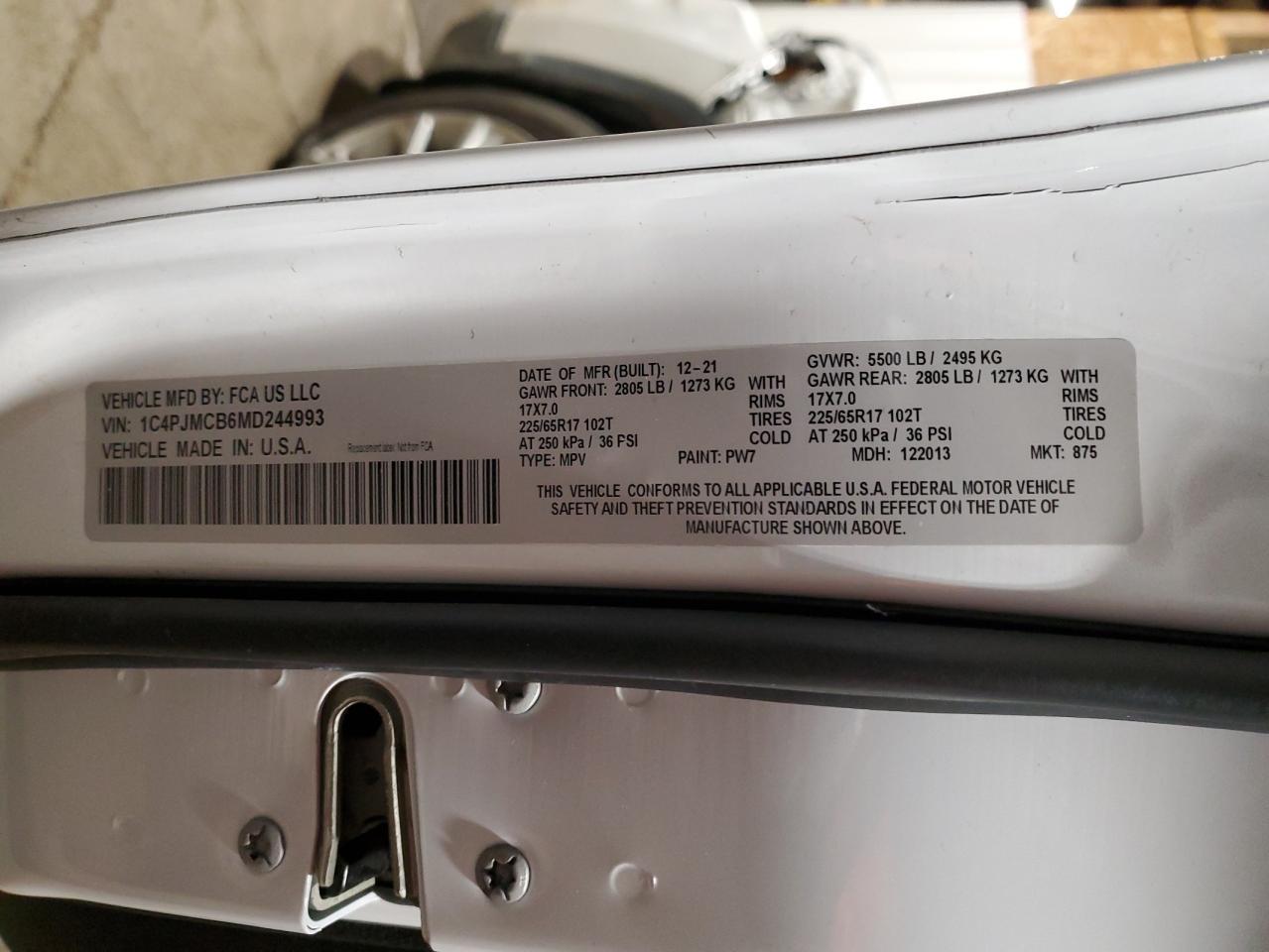 2021 Jeep Cherokee Latitude VIN: 1C4PJMCB6MD244993 Lot: 84465295