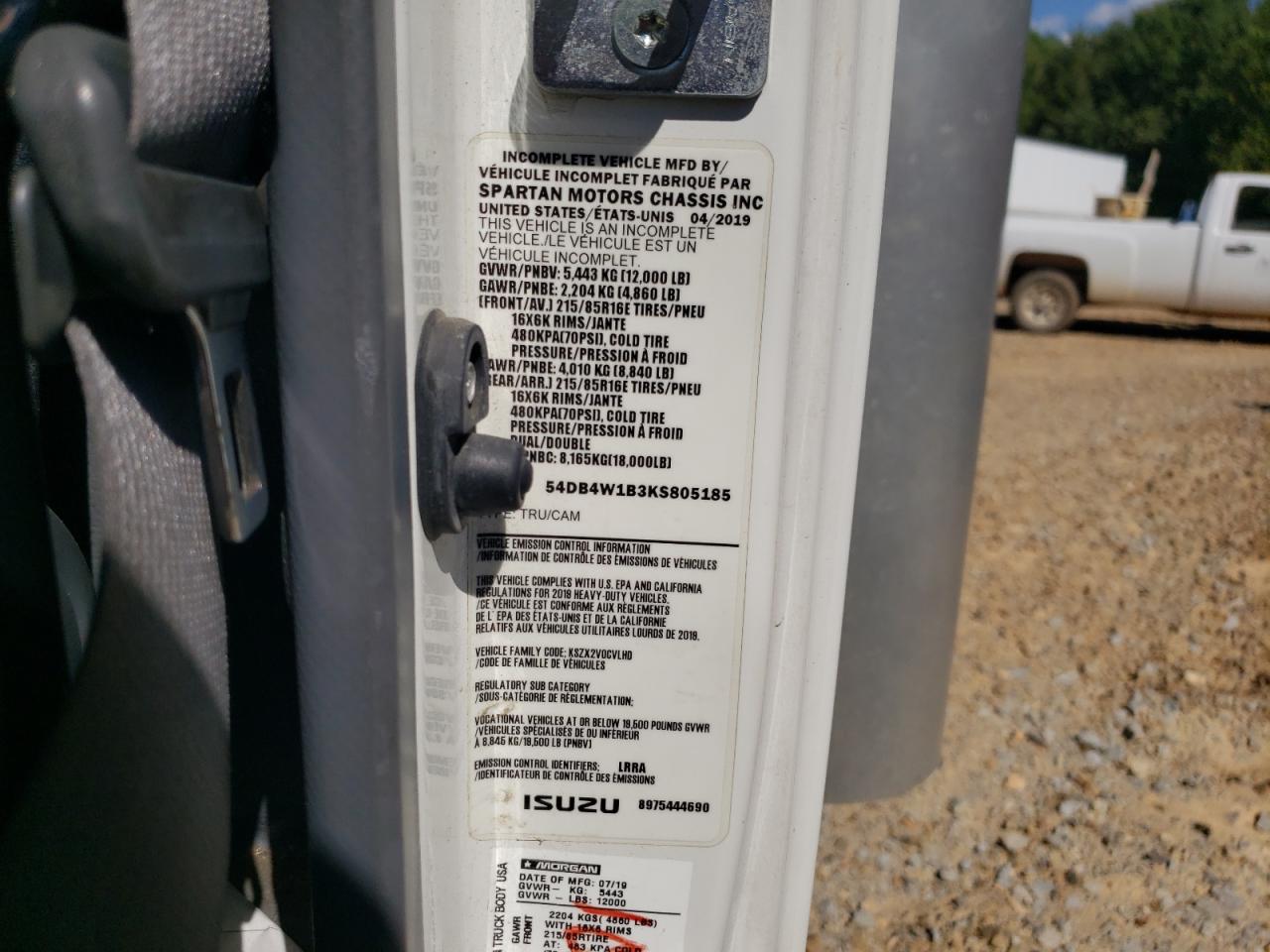 2019 Isuzu Npr VIN: 54DB4W1B3KS805185 Lot: 81434935