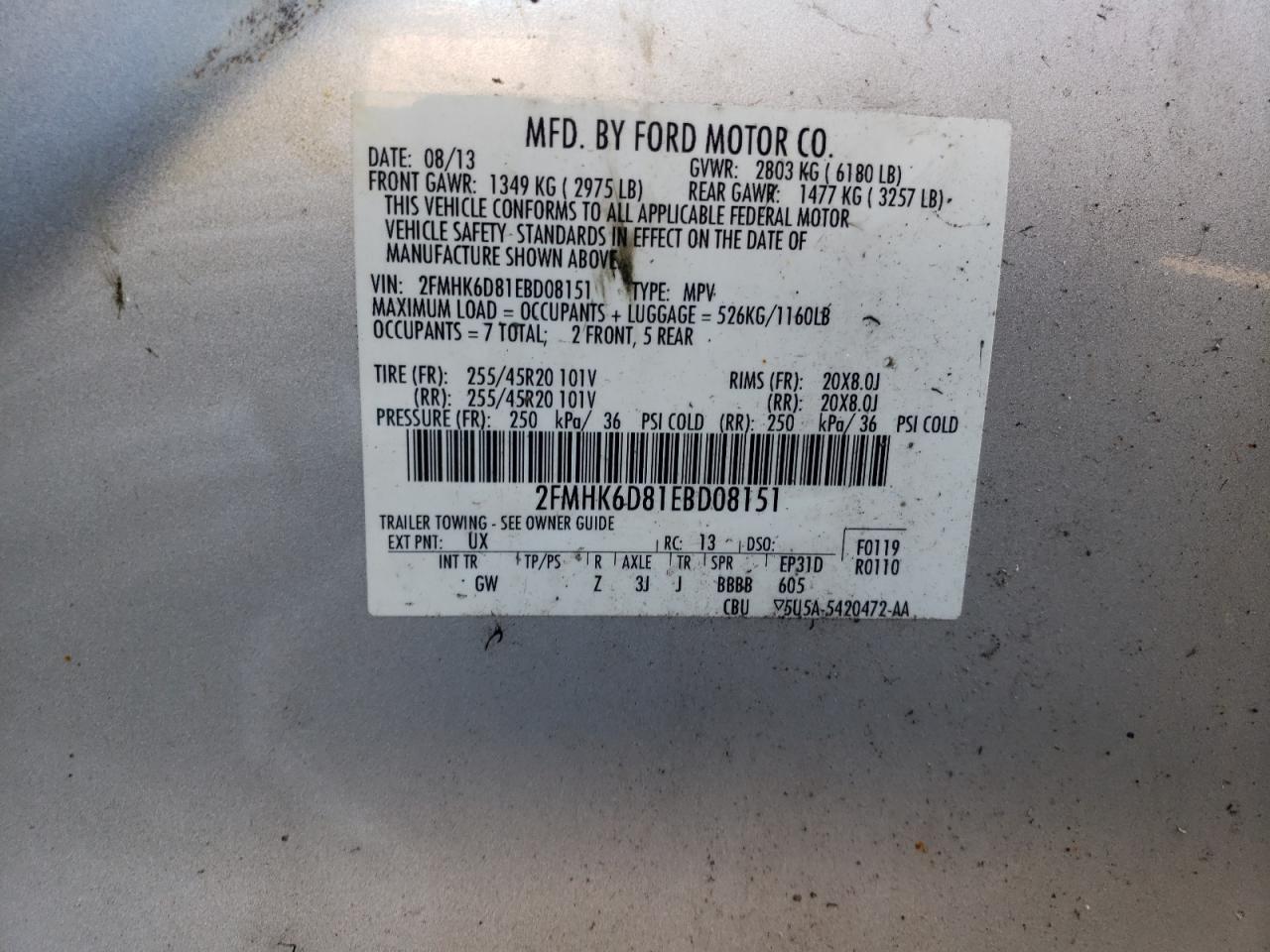 2014 Ford Flex Limited VIN: 2FMHK6D81EBD08151 Lot: 89455615