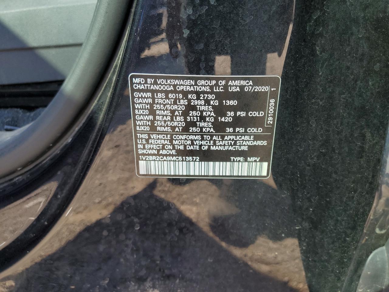 2021 Volkswagen Atlas Sel VIN: 1V2BR2CA9MC513572 Lot: 80452765