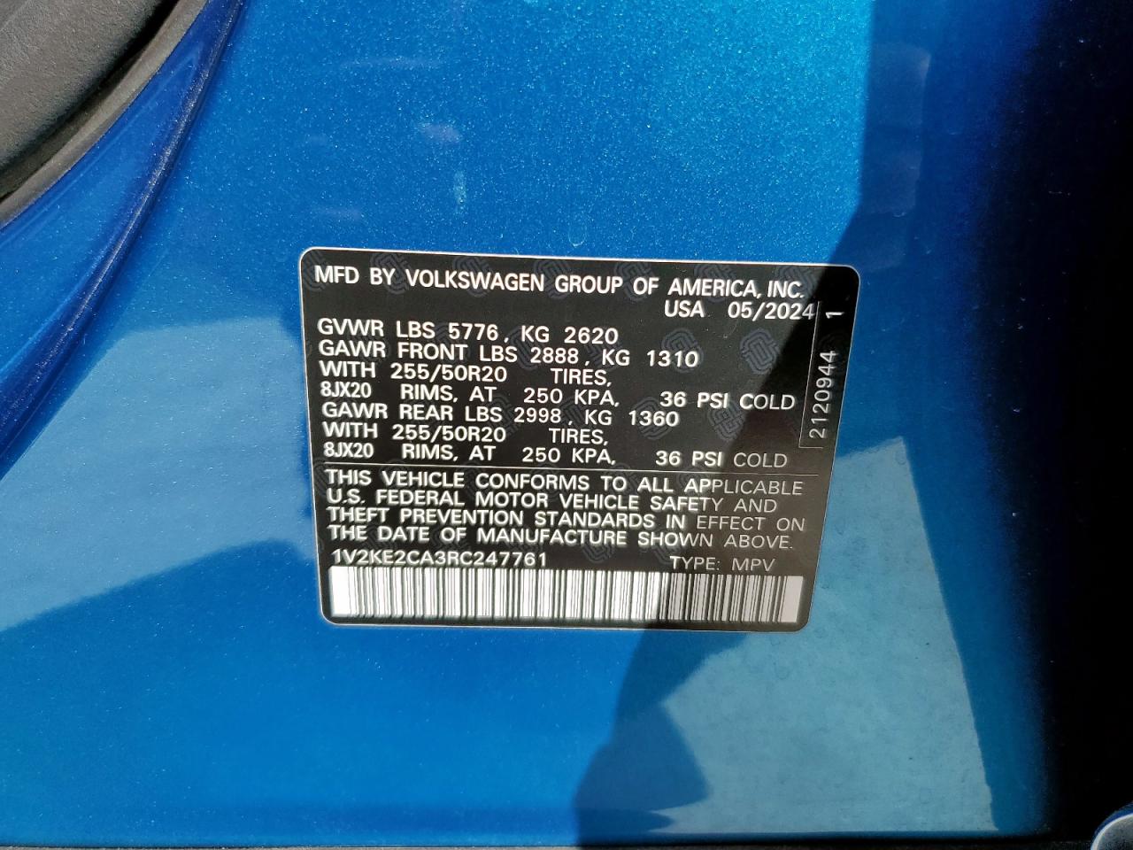 2024 Volkswagen Atlas Cross Sport Se VIN: 1V2KE2CA3RC247761 Lot: 81876985