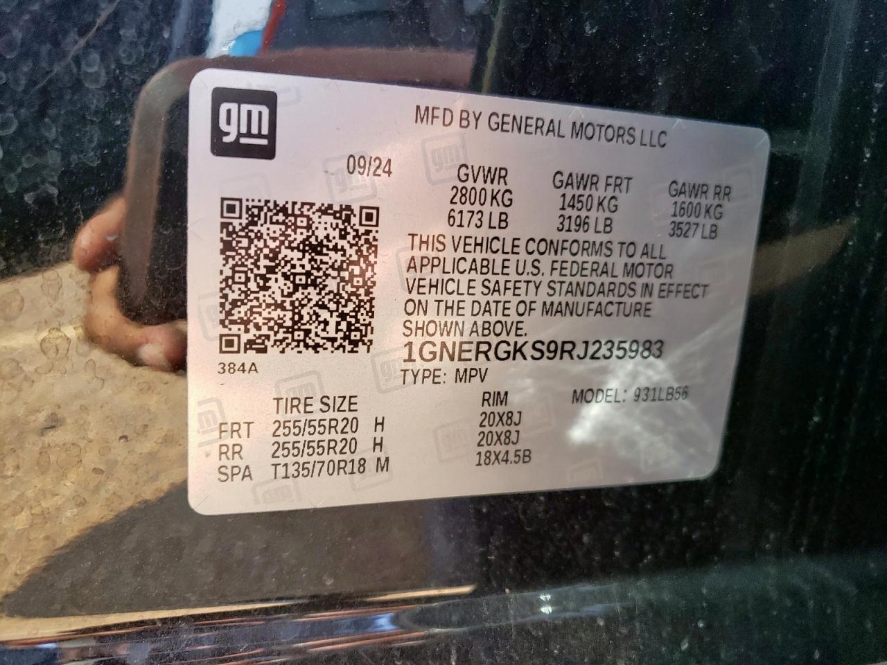 2024 Chevrolet Traverse Lt VIN: 1GNERGKS9RJ235983 Lot: 71717525