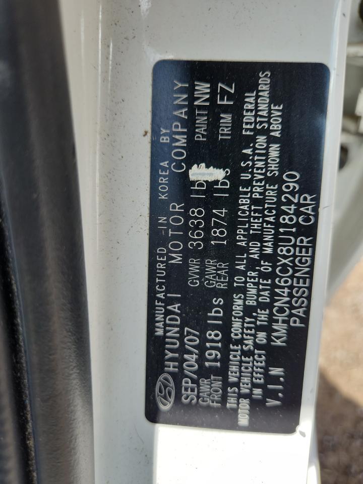 2008 Hyundai Accent Gls VIN: KMHCN46CX8U184290 Lot: 81605385