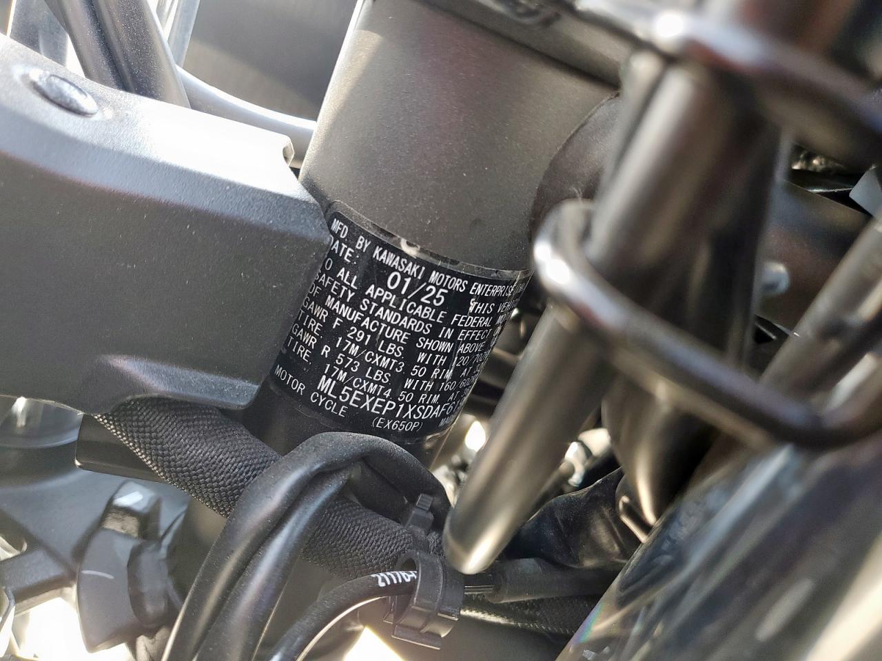 2025 Kawasaki Ex650 P VIN: ML5EXEP1XSDAF6190 Lot: 81824885