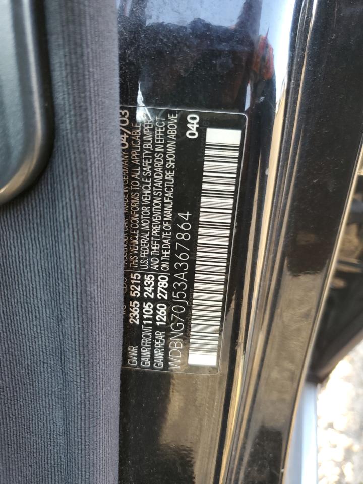 2003 Mercedes-Benz S 430 VIN: WDBNG70J53A367864 Lot: 80946025