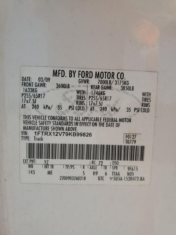 2009 Ford F150 Super Cab VIN: 1FTRX12V79KB99826 Lot: 81372155