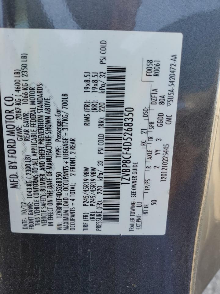 2013 Ford Mustang Gt VIN: 1ZVBP8CF4D5268350 Lot: 83868615