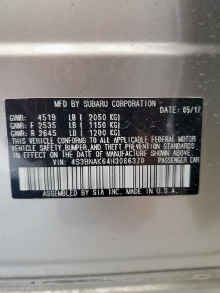 2017 Subaru Legacy 2.5I Limited VIN: 4S3BNAK64H3066370 Lot: 80205245