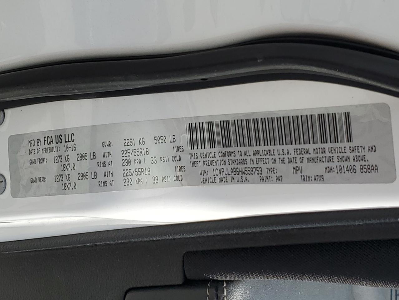 2017 Jeep Cherokee Sport VIN: 1C4PJLAB6HW559753 Lot: 71193465