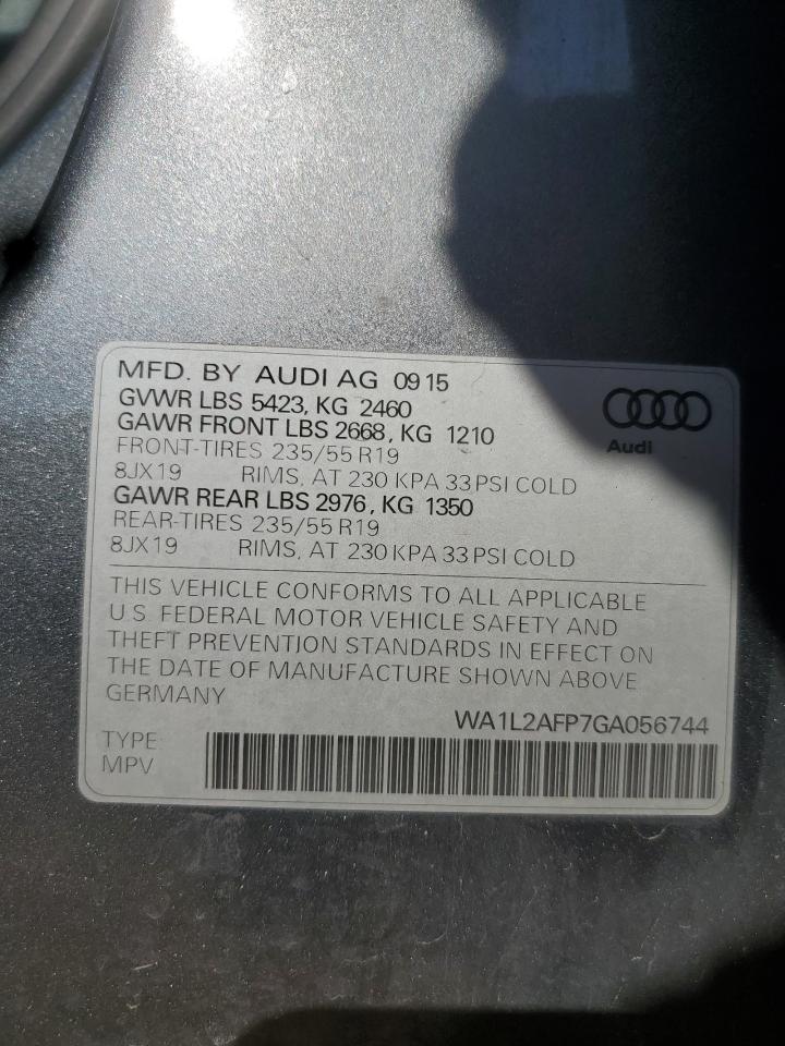 2016 Audi Q5 Premium Plus VIN: WA1L2AFP7GA056744 Lot: 83933155