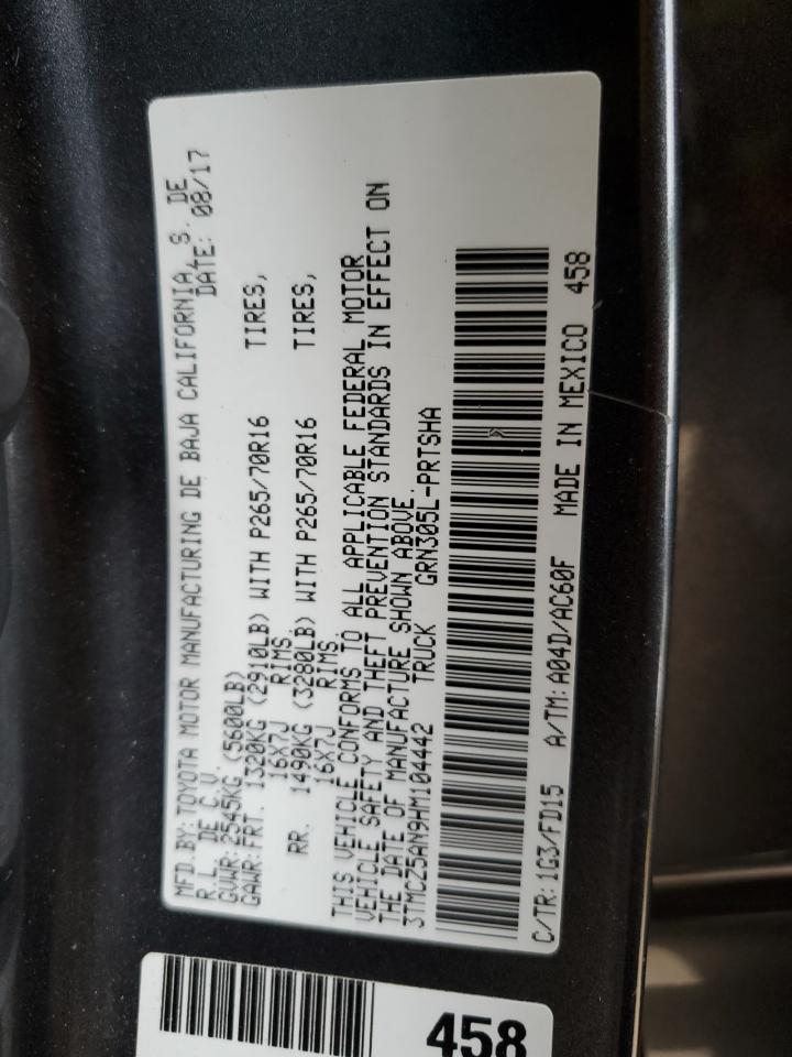 2017 Toyota Tacoma Double Cab VIN: 3TMCZ5AN9HM104442 Lot: 81242535