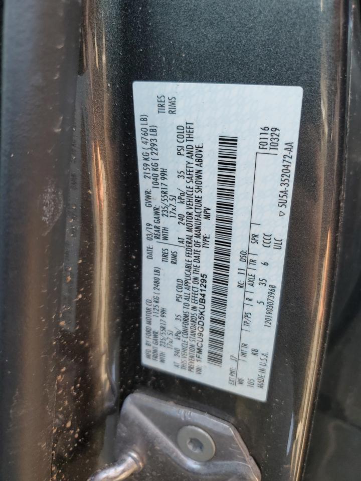 2019 Ford Escape Se VIN: 1FMCU9GD5KUB41295 Lot: 71045955