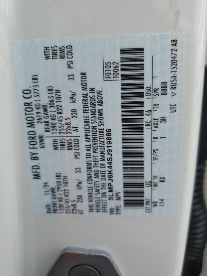 2025 Lincoln Nautilus Reserve VIN: 5LMPJ8K44SJ919886 Lot: 81319935