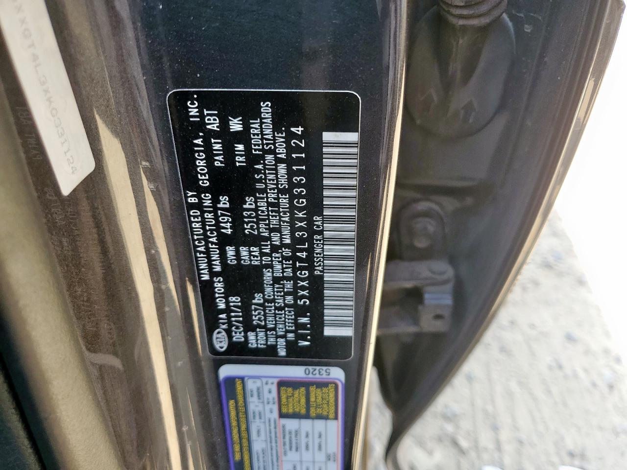 2019 Kia Optima Lx VIN: 5XXGT4L3XKG331124 Lot: 81669415