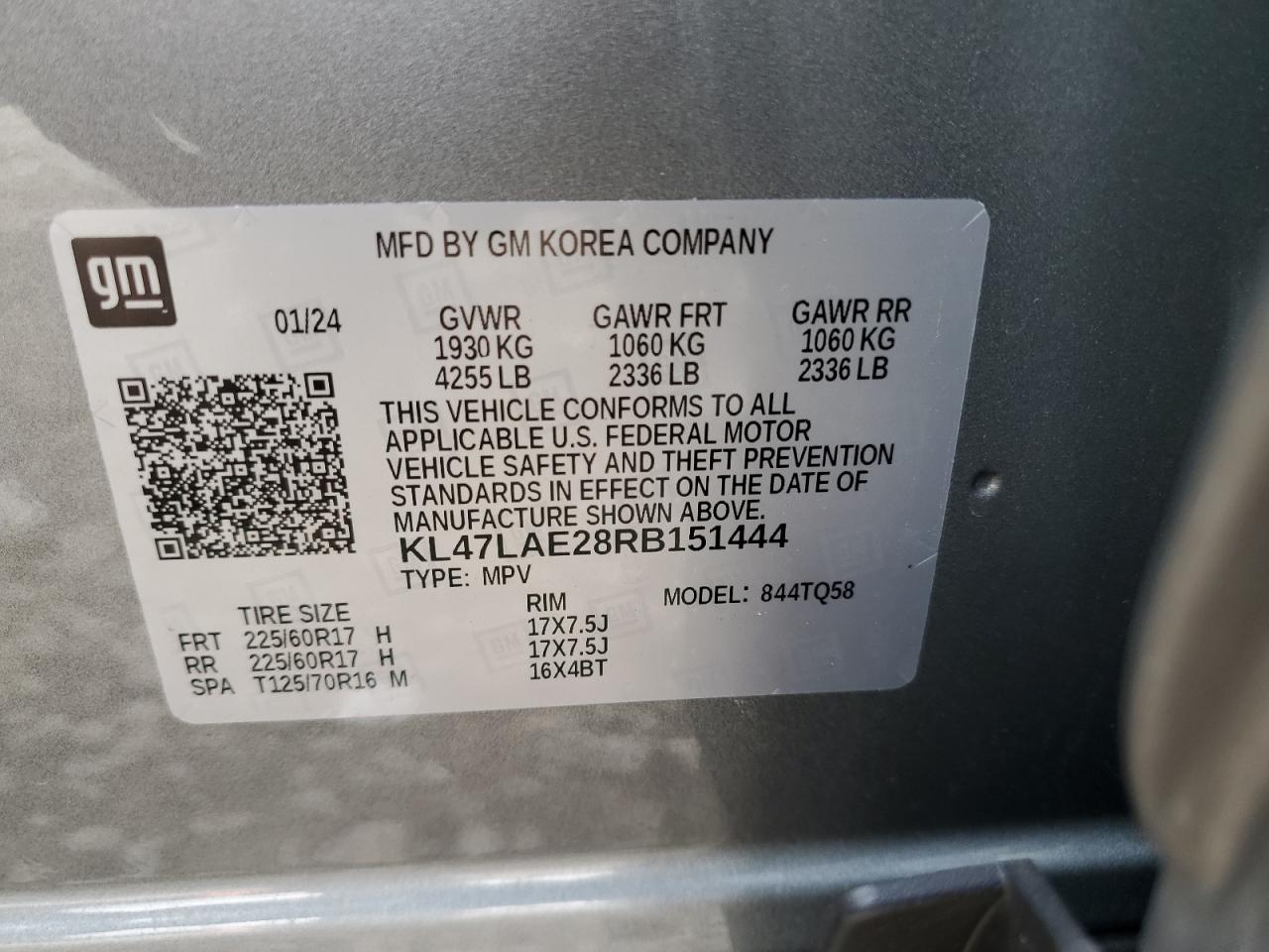 2024 Buick Envista Preferred VIN: KL47LAE28RB151444 Lot: 83839455