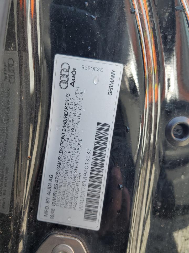 2009 Audi A5 Quattro VIN: WAUDK78T89A013537 Lot: 83835935