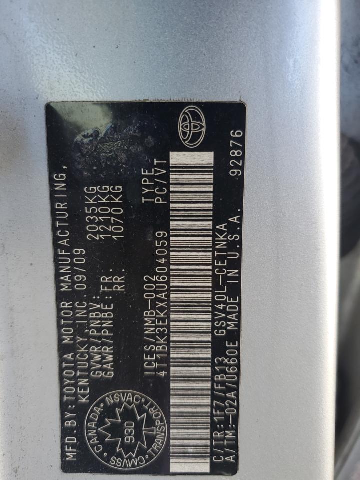 2010 Toyota Camry Se VIN: 4T1BK3EKXAU604059 Lot: 81143955