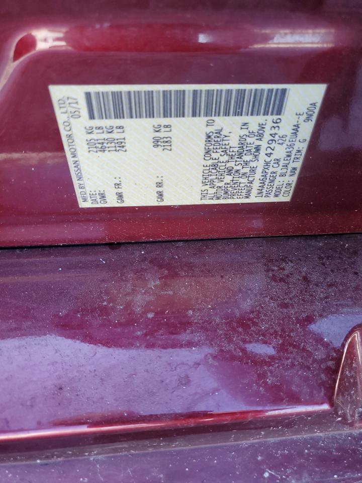 2017 Nissan Maxima 3.5S VIN: 1N4AA6APXHC429436 Lot: 81606185