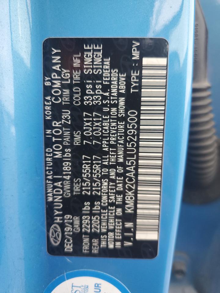 2020 Hyundai Kona Sel VIN: KM8K2CAA5LU529500 Lot: 81104635